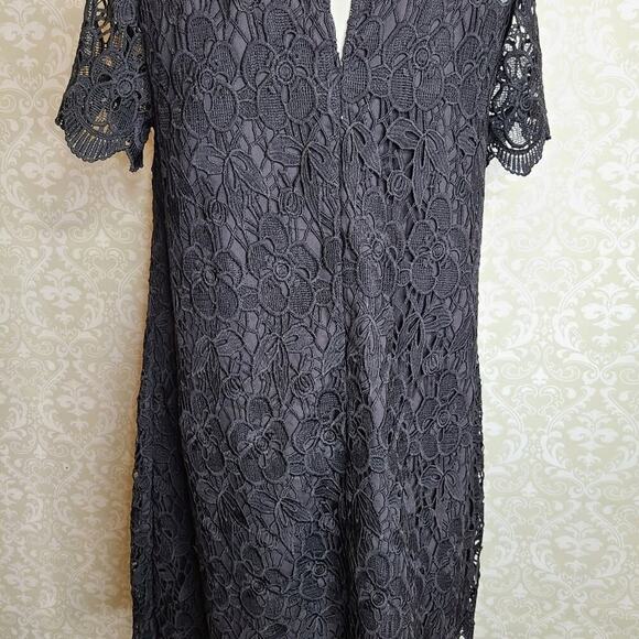 Asos Black Floral Crochet Overlay Dress Size 6 - Picture 12 of 14